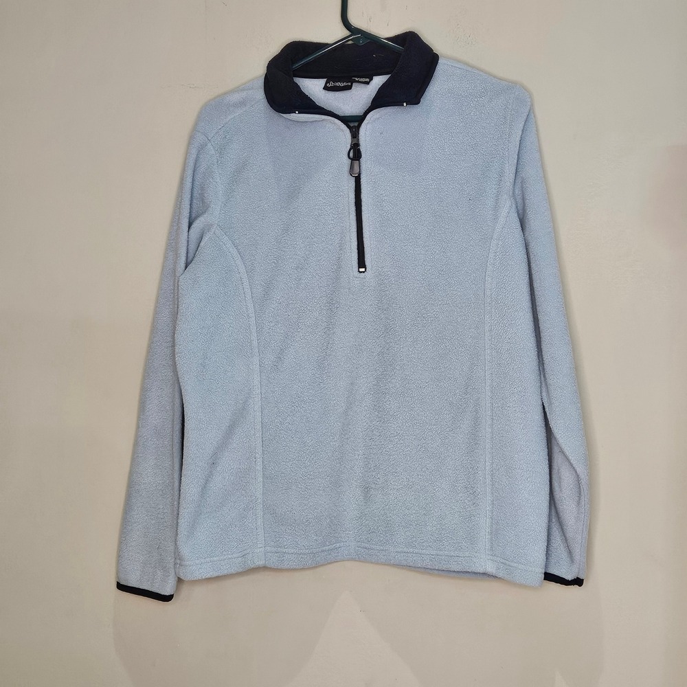 St Johns Bay Womens Fleece Pullover Lg Long Sleeve Soft‎ Warm Quarter Zip Top